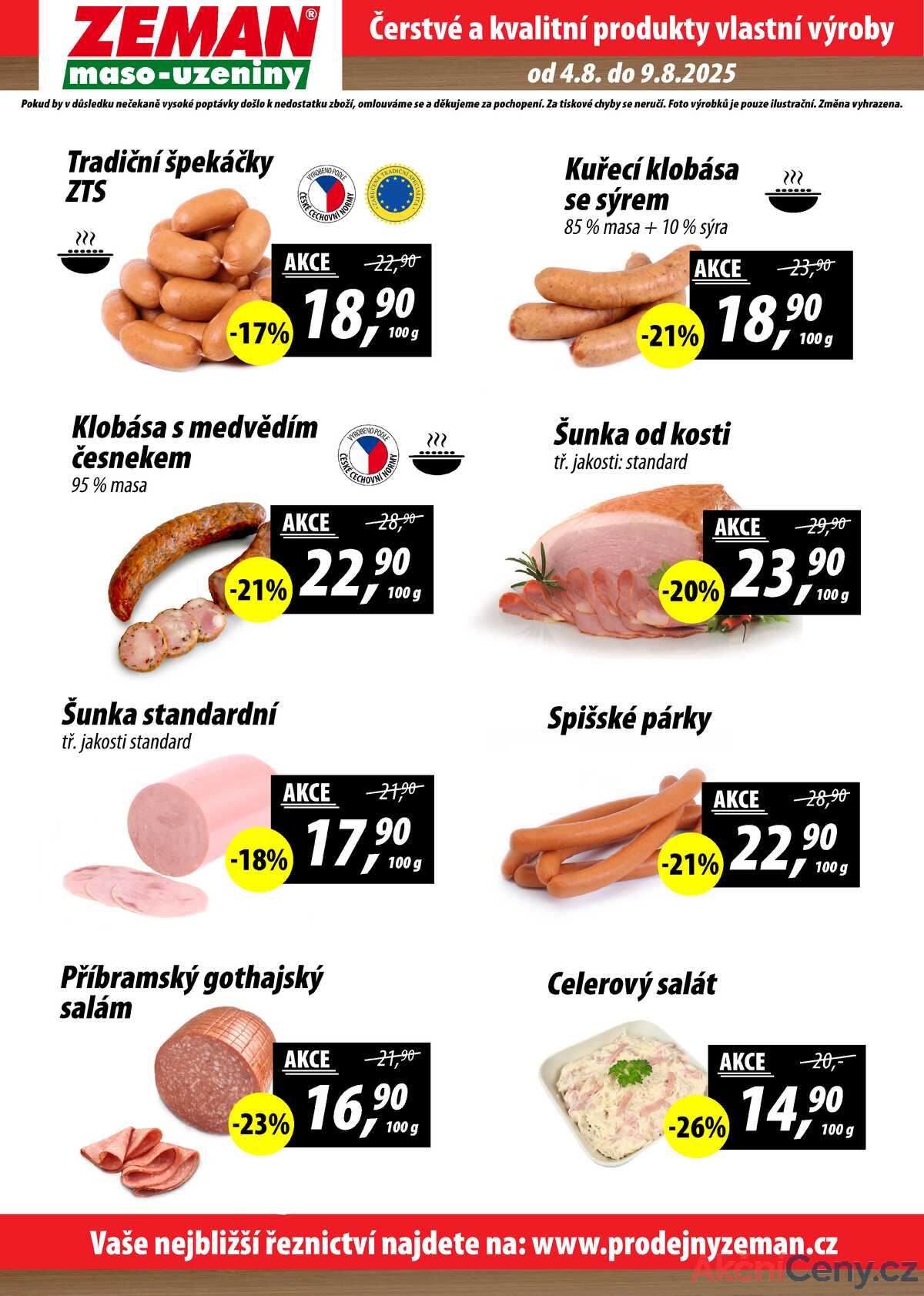 ZEMAN maso-uzeniny akční leták pro vybrané prodejny první skupiny od 4.8. do 9.8.2025 strana 2