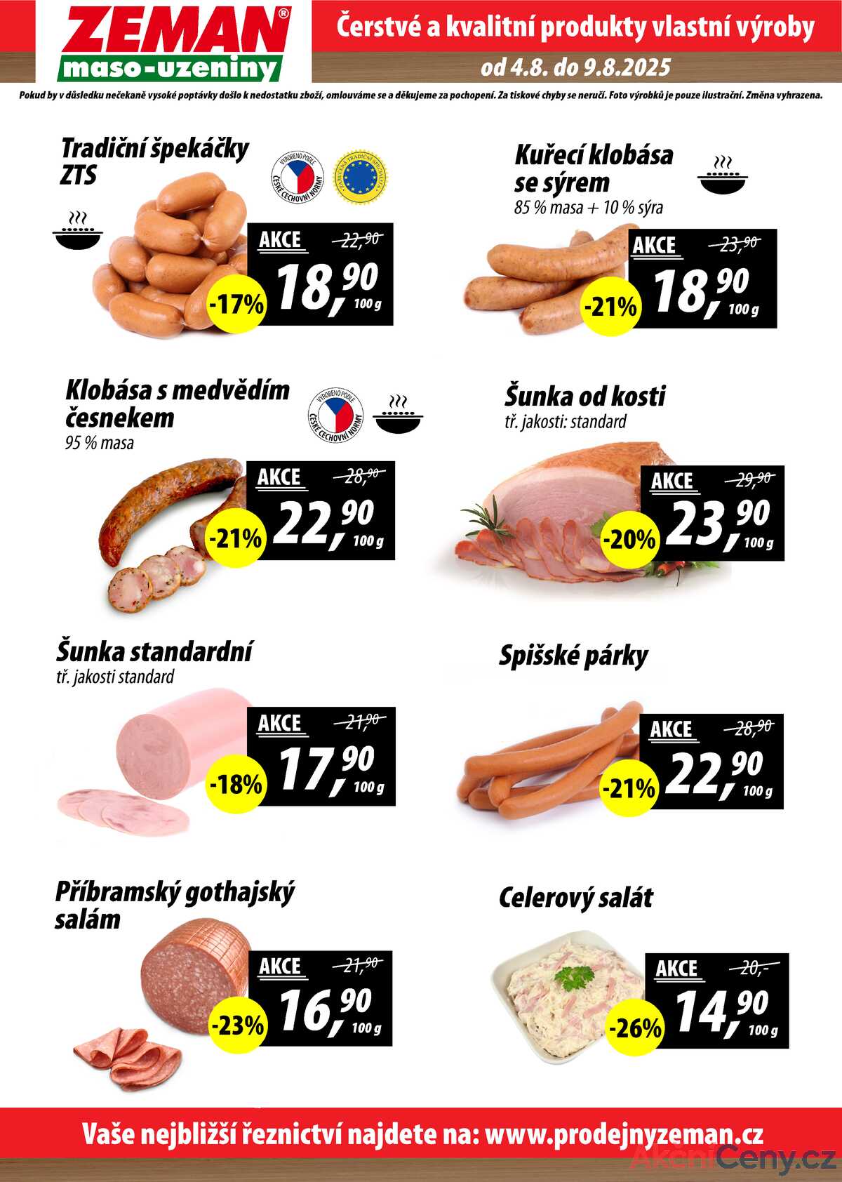 ZEMAN maso-uzeniny akční leták pro vybrané prodejny druhé skupiny od 4.8. do 9.8.2025 strana 2