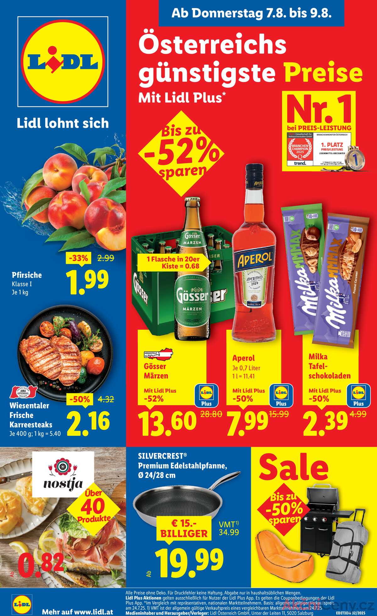 Leták Lidl Rakousko 7.8.-13.8.2025 strana 1