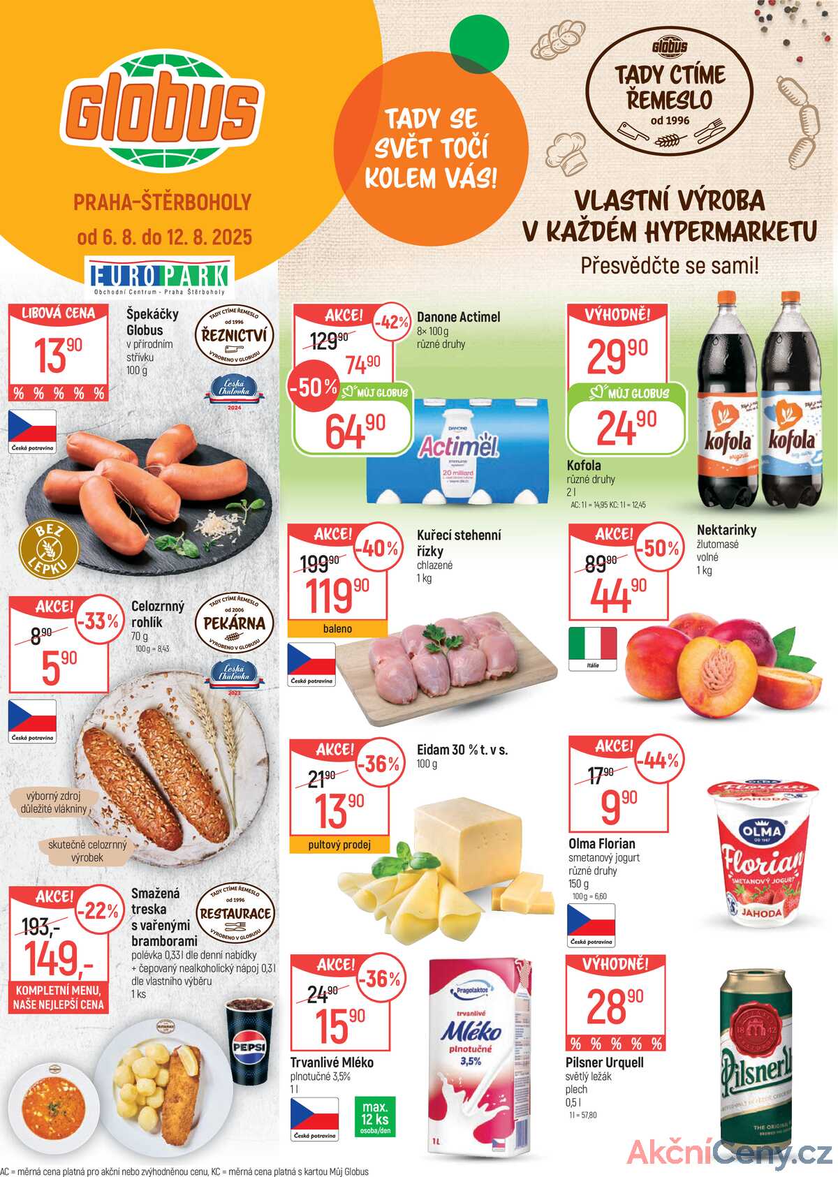 Akční leták Globus 6.8. - 12.8.2025 - Globus Praha - Štěrboholy strana 1