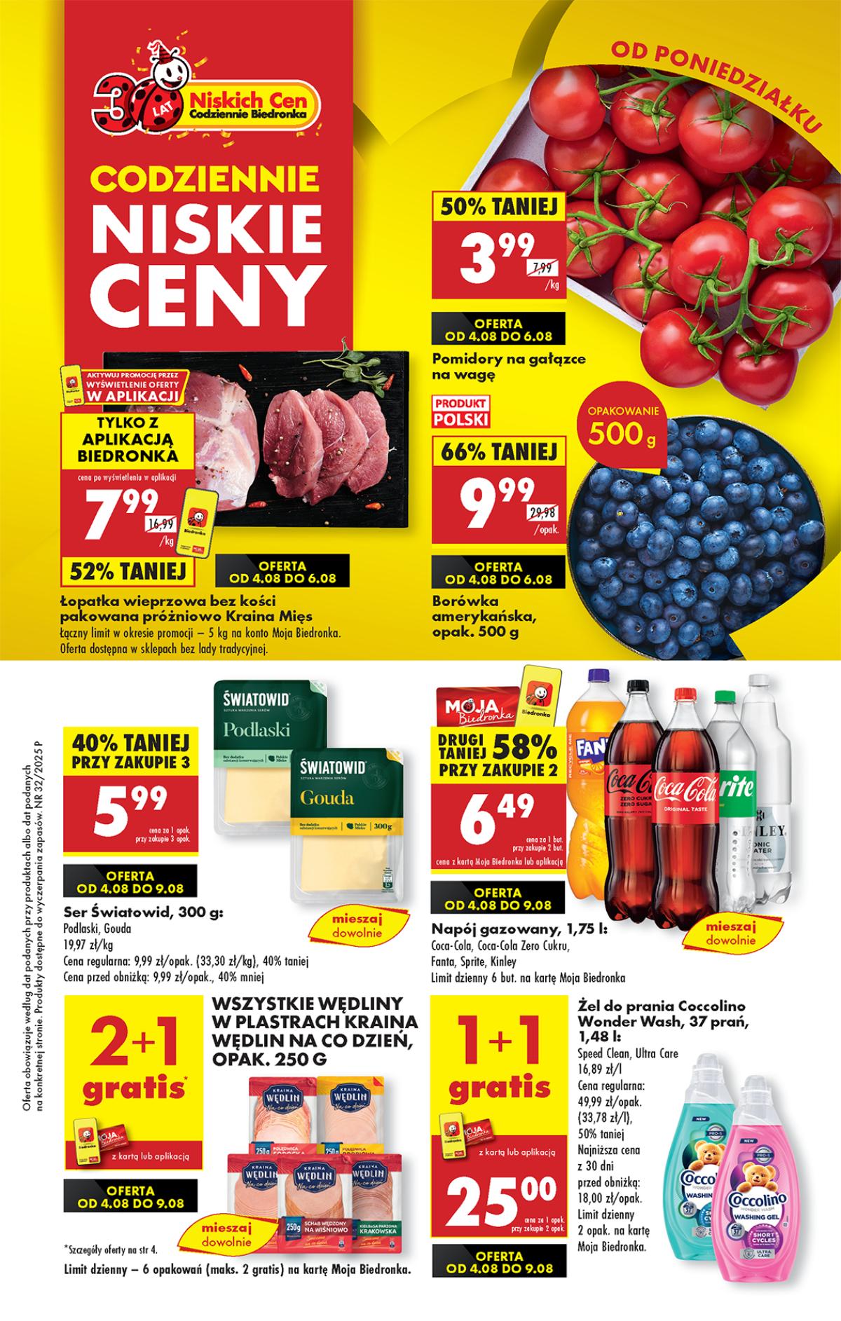 Leták Biedronka Polsko 4.8.-10.8.2025 strana 1