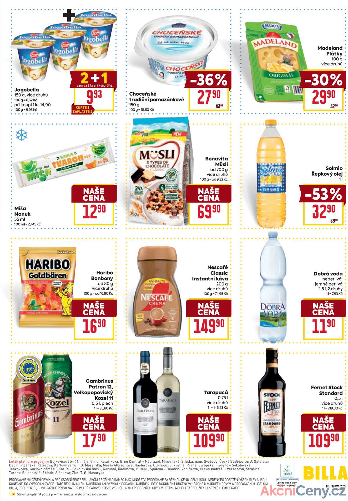 Billa malý leták od 6.8. do 12.8.2025 strana 3