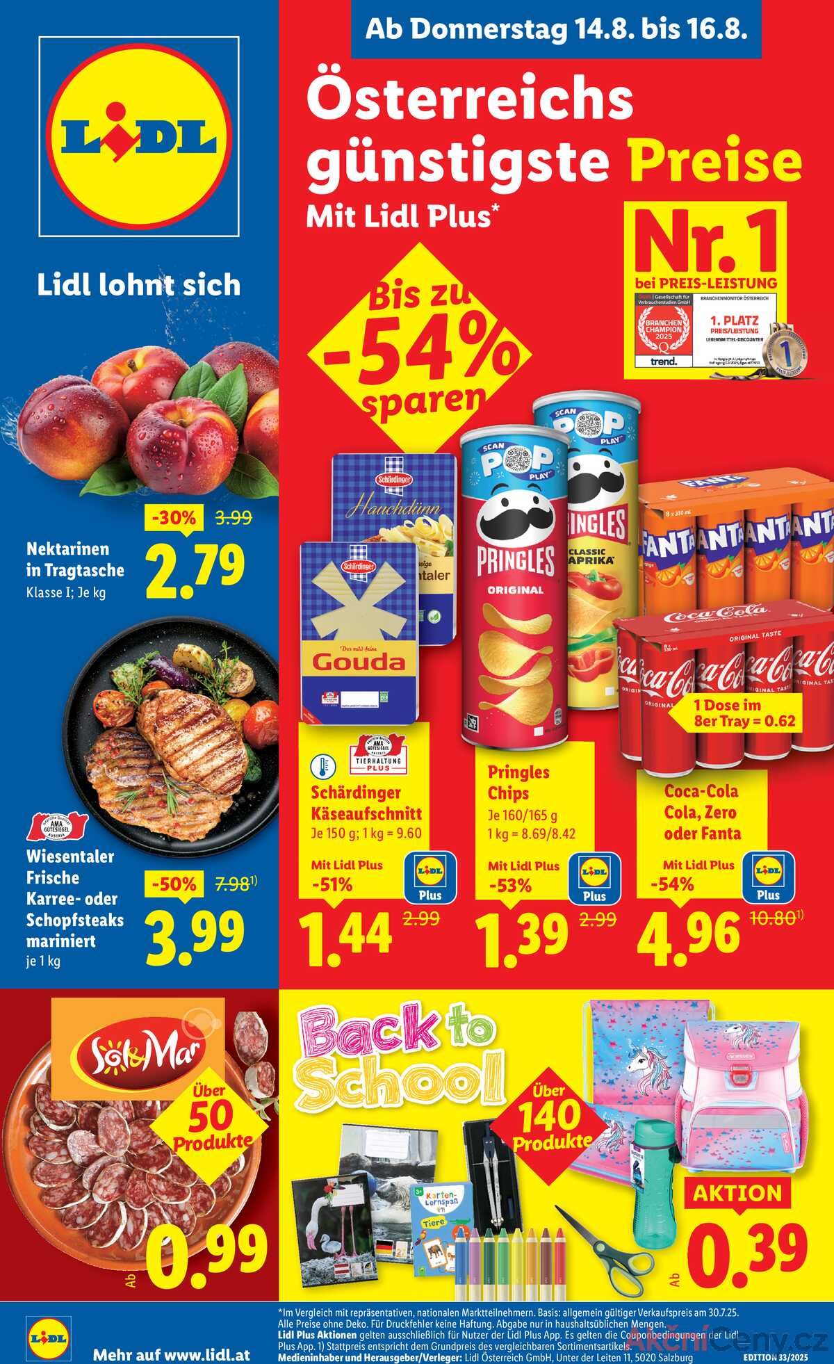 Leták Lidl Rakousko 14.8.-20.8.2025 strana 1