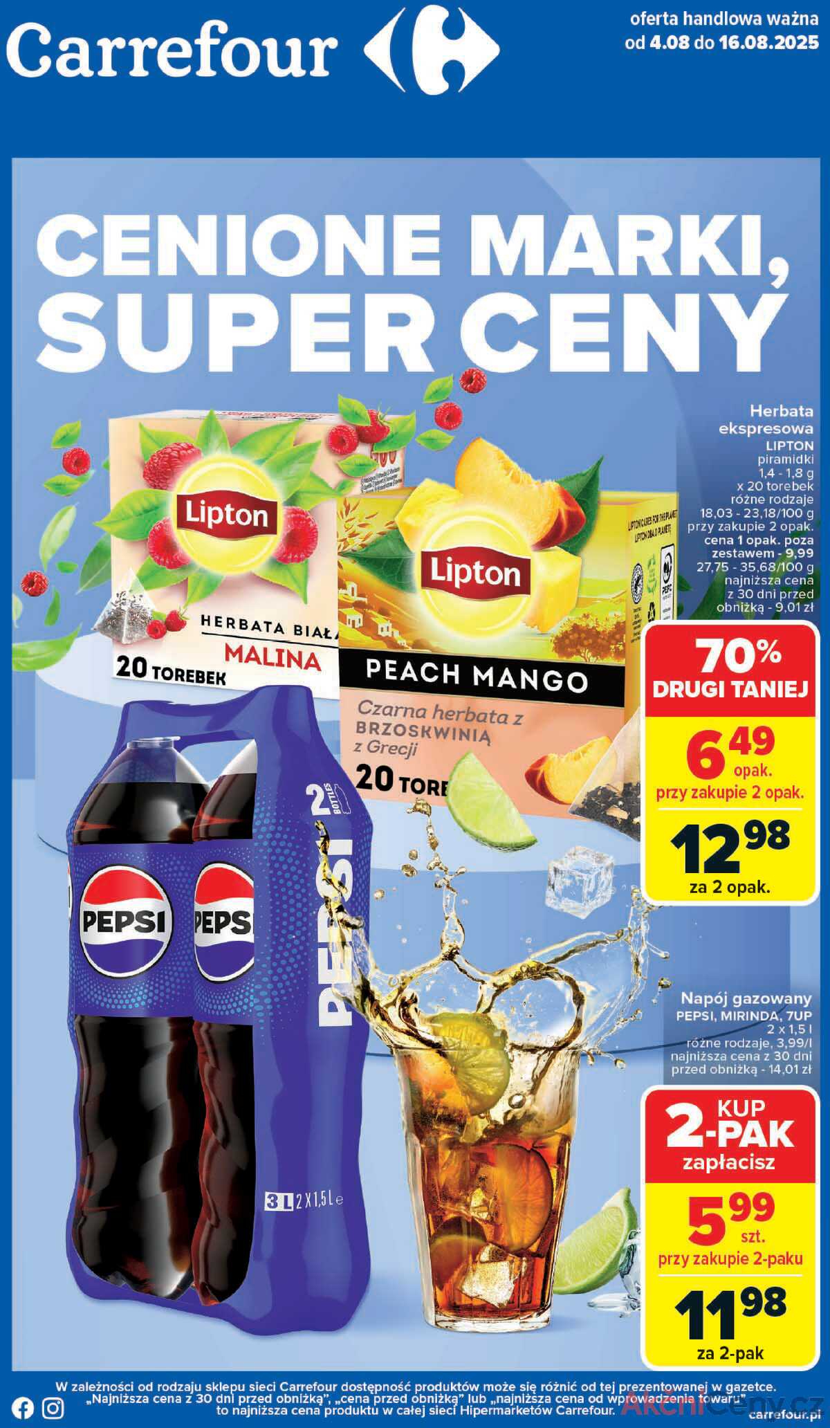 Leták Carrefour Polsko 4.8.-16.8.2025 - Ceněné značky, skvělé ceny strana 1