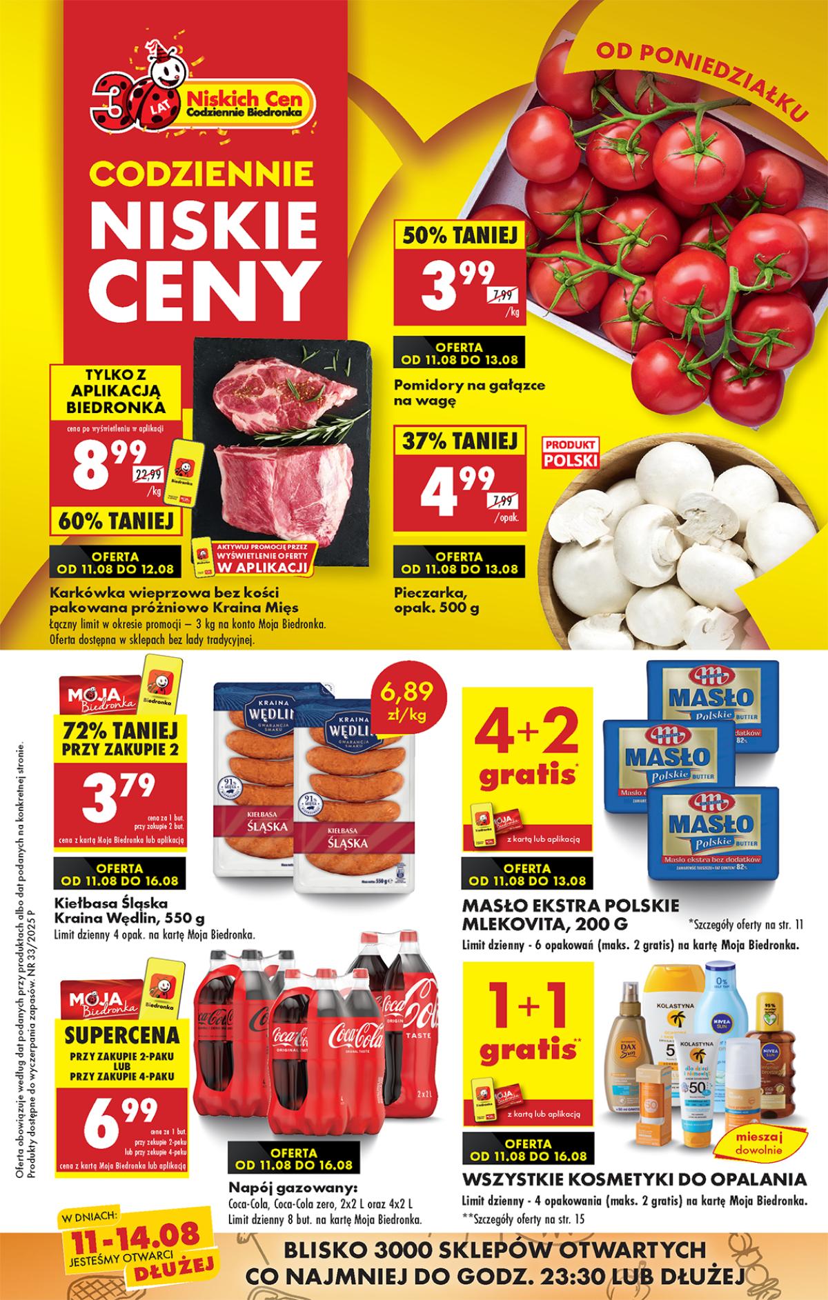 Leták Biedronka Polsko 11.8.-17.8.2025 strana 1