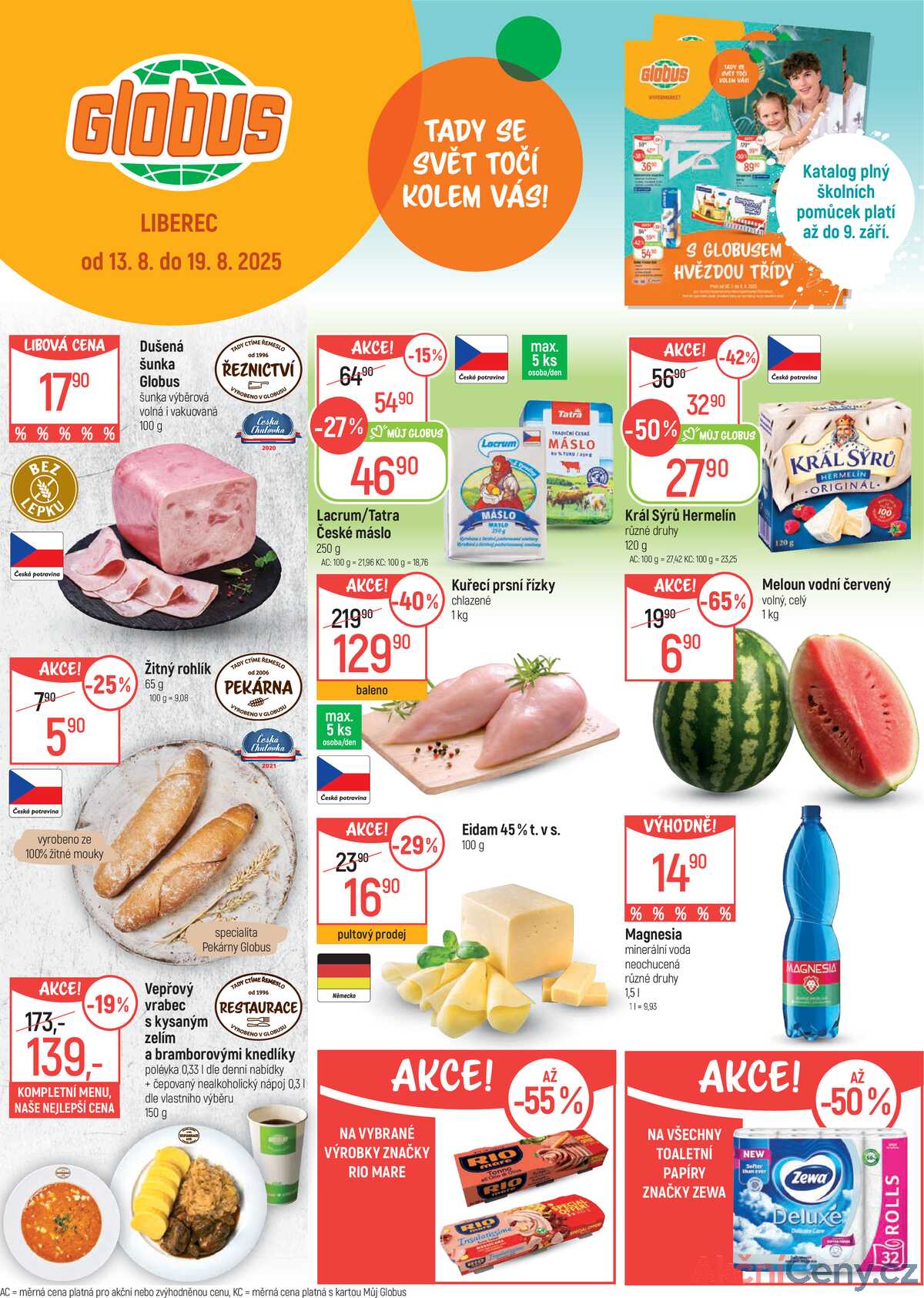 Akční leták Globus 13.8. - 19.8.2025 - Globus Liberec strana 1