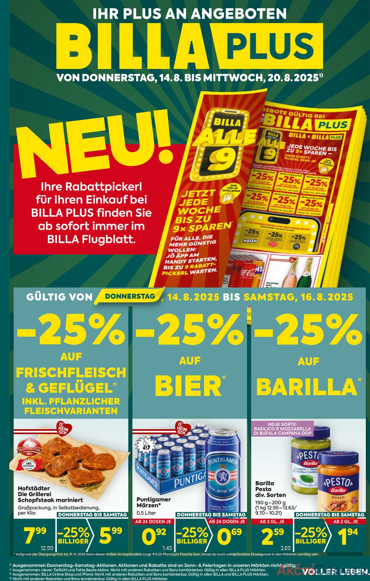 Leták BILLA Rakousko 14.8.-20.8.2025 - BILLA PLUS strana 1