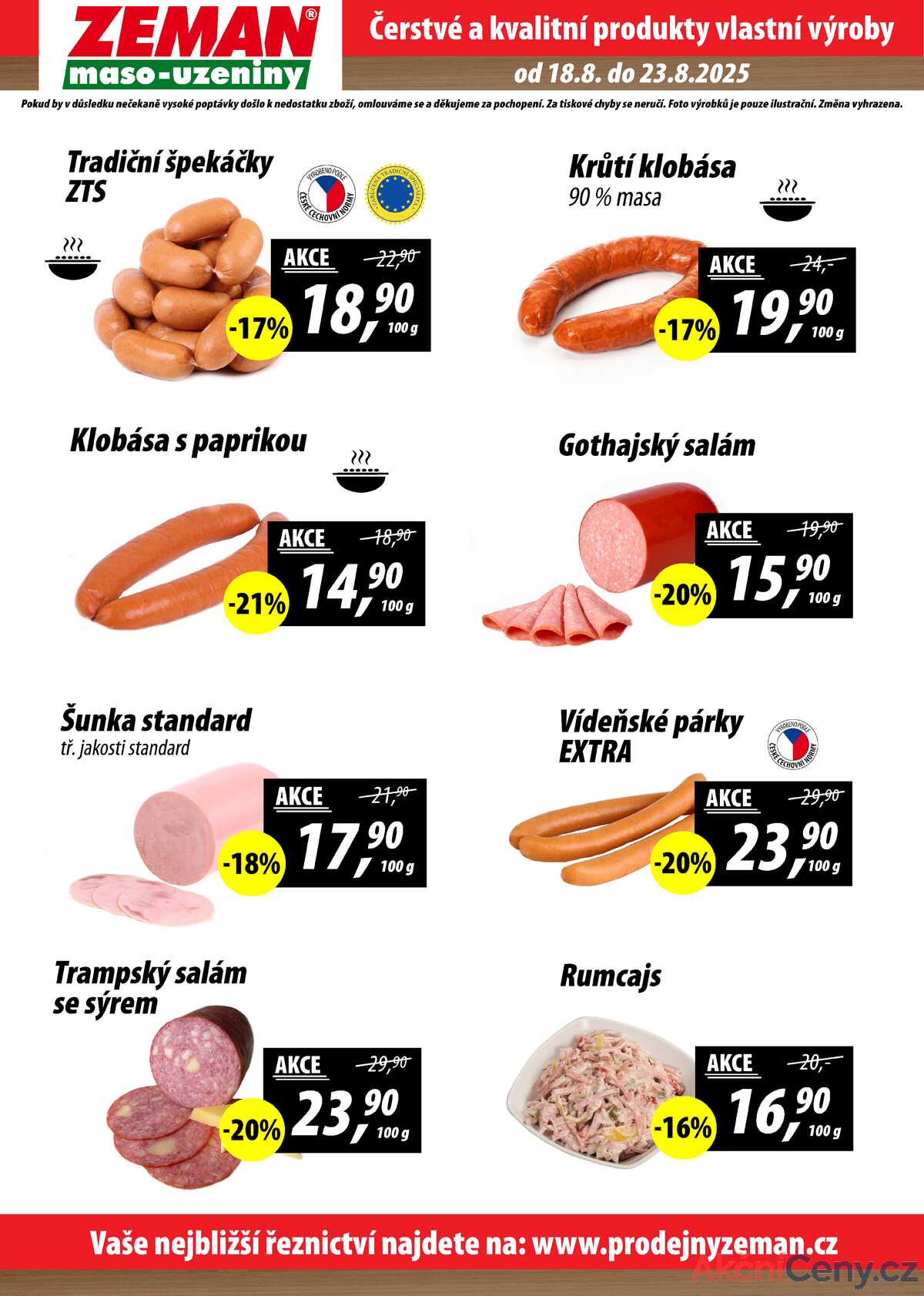ZEMAN maso-uzeniny akční leták pro vybrané prodejny první skupiny od 18.8. do 23.8.2025 strana 2