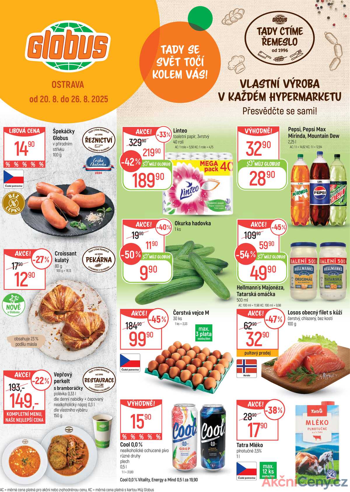 Akční leták Globus 20.8. - 26.8.2025 - Globus Ostrava strana 1