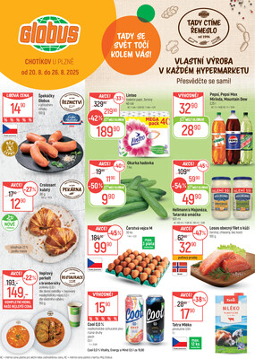 Akční leták Globus 20.8. - 26.8.2025 - Globus Chotíkov u Plzně