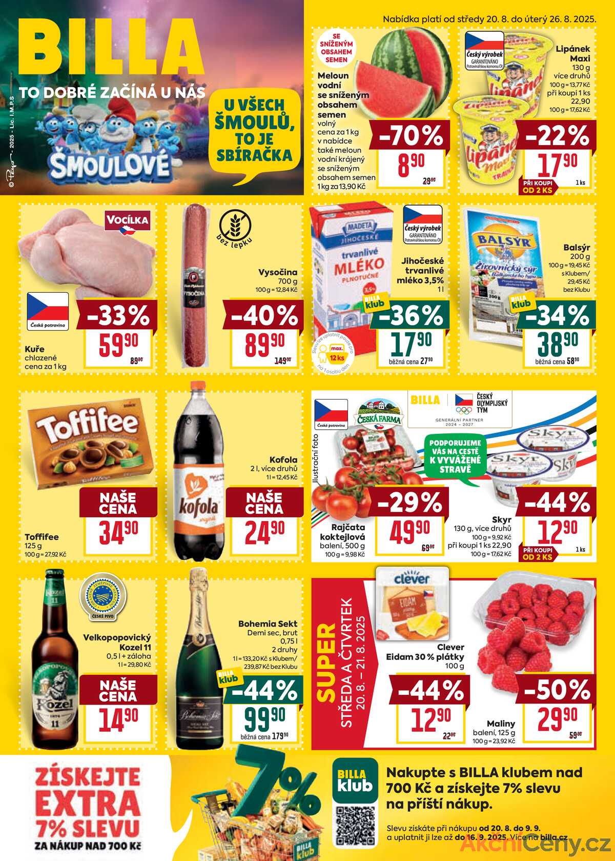 Billa malý leták od 20.8. do 26.8.2025 strana 1