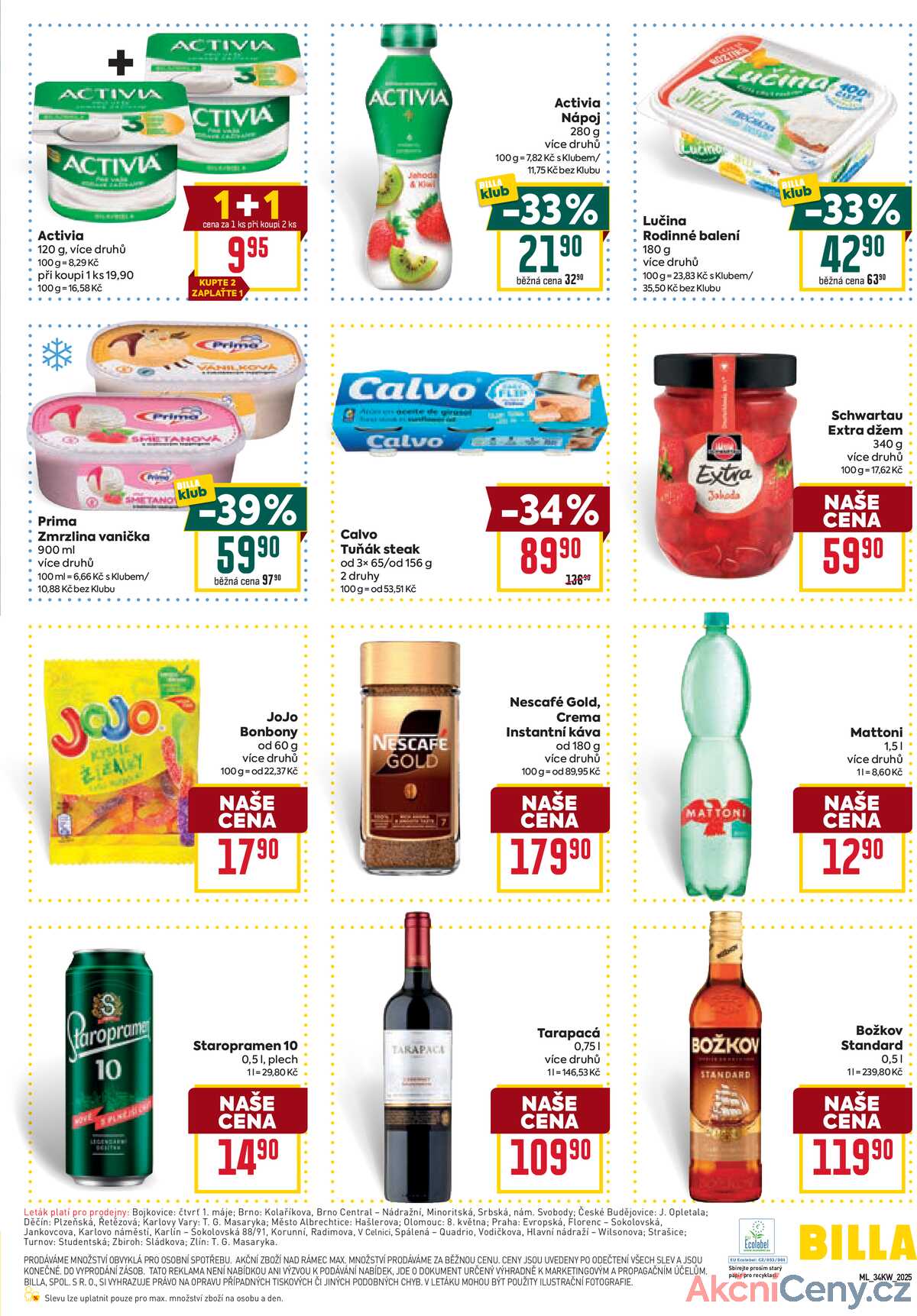 Billa malý leták od 20.8. do 26.8.2025 strana 3