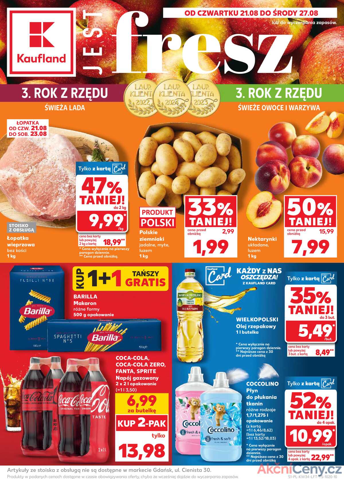 Leták Kaufland Polsko 21.8.-27.8.2025 - Noviny týdne strana 1