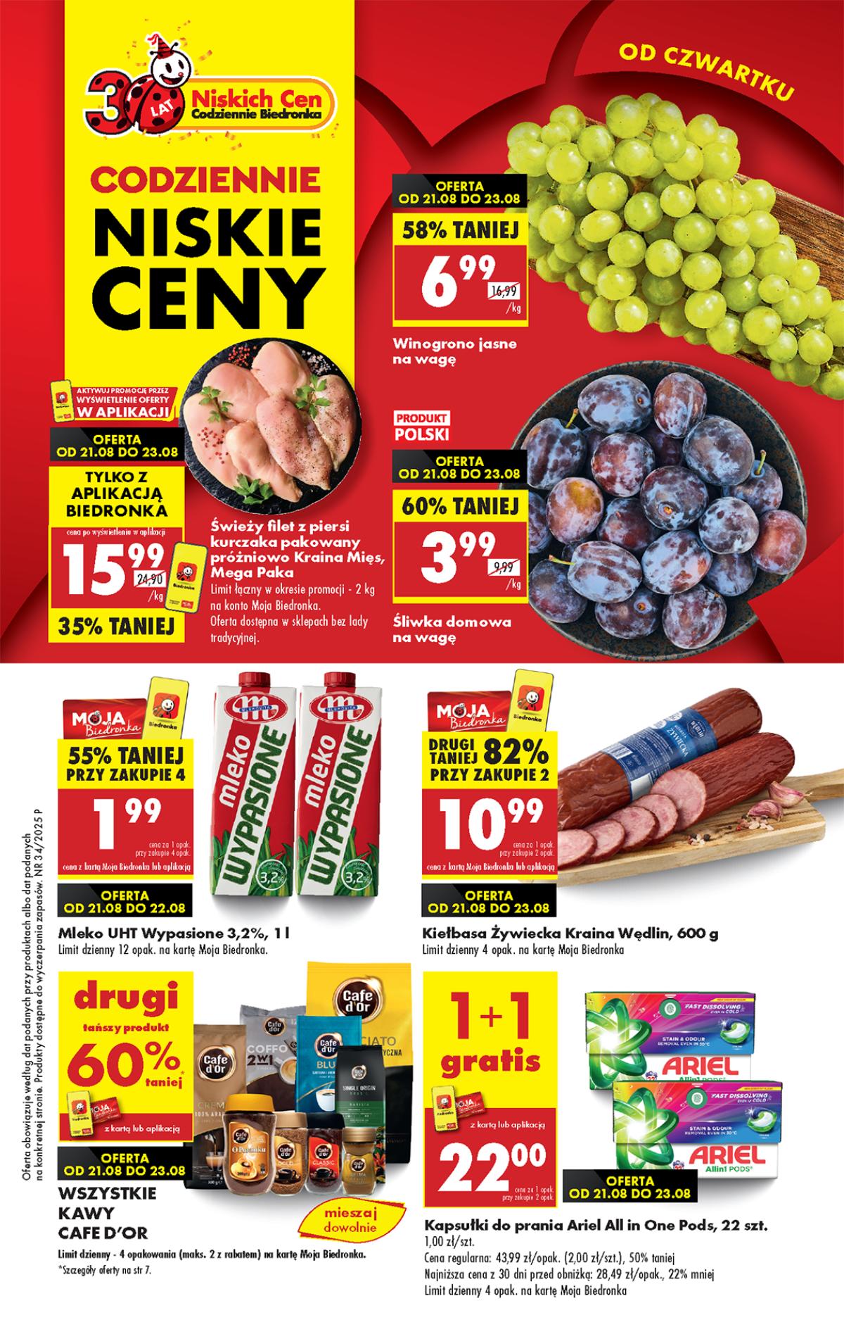 Leták Biedronka Polsko 21.8.-27.8.2025 strana 1