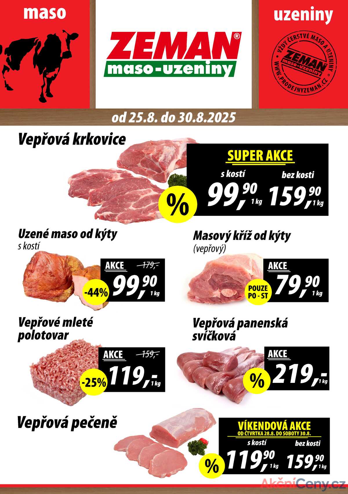 ZEMAN maso-uzeniny akční leták pro vybrané prodejny druhé skupiny od 25.8. do 30.8.2025 strana 1