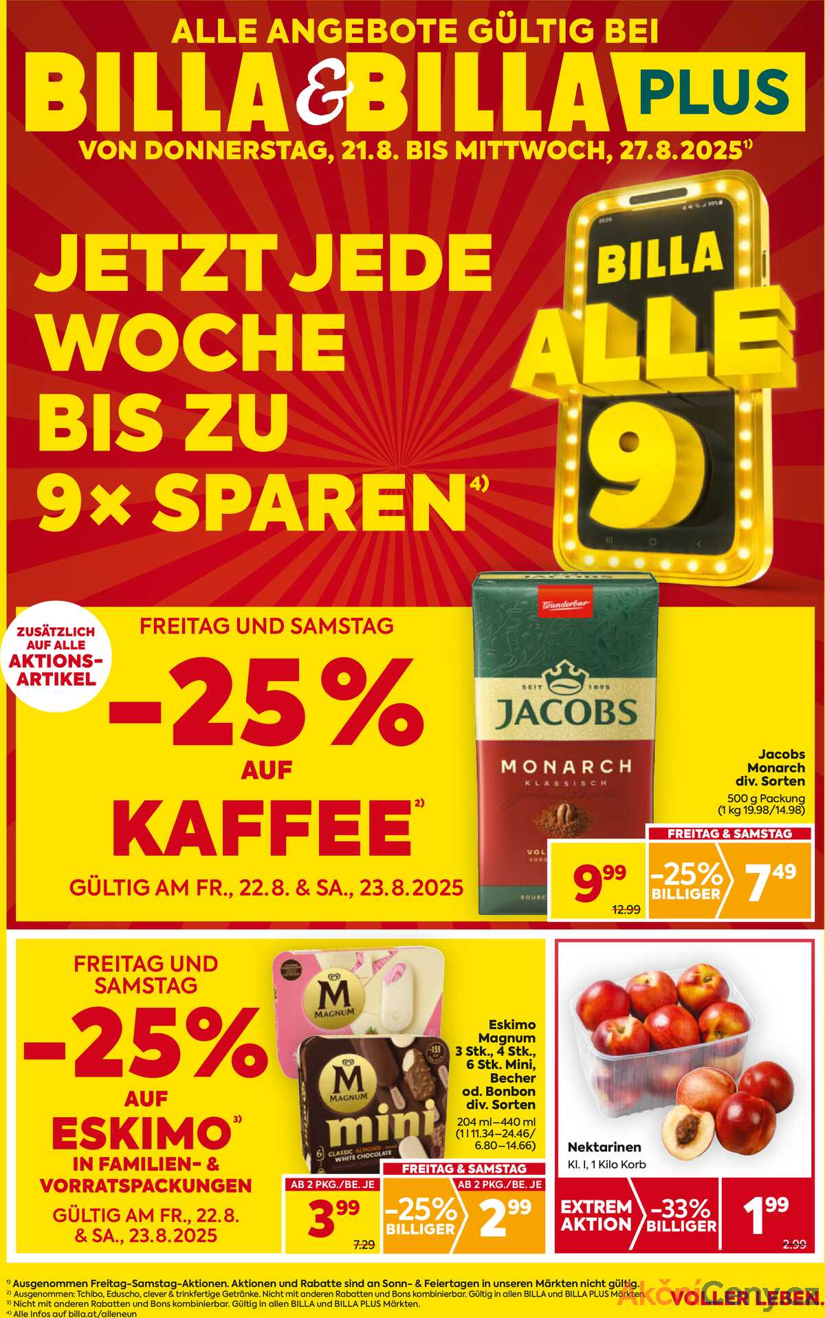 Leták BILLA Rakousko 21.8.-27.8.2025 - BILLA&BILLA PLUS strana 1