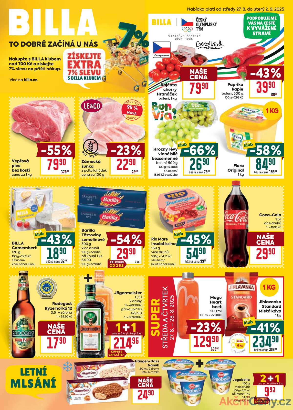 Billa malý leták od 27.8. do 2.9.2025 strana 1