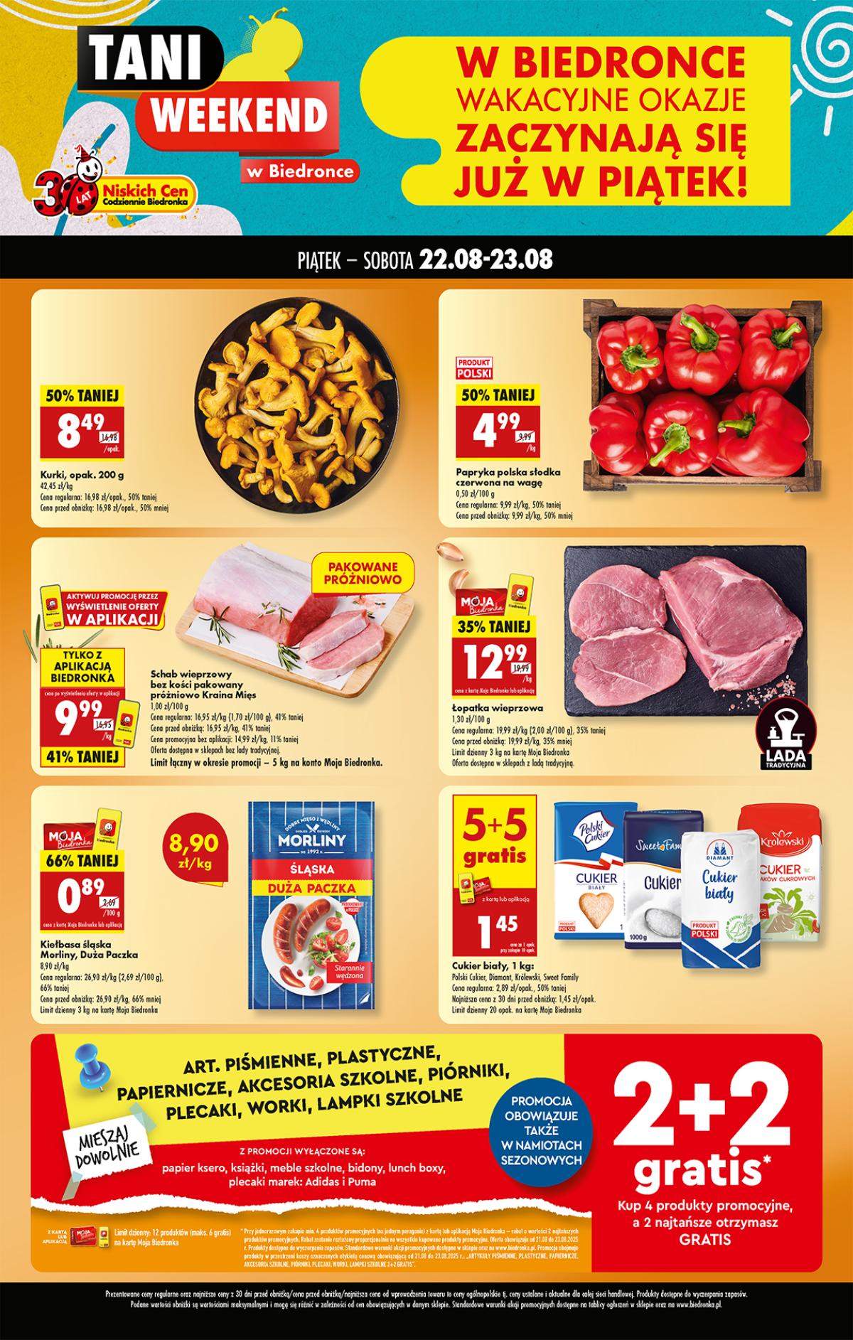 Leták Biedronka Polsko 22.8.-23.8.2025 strana 1