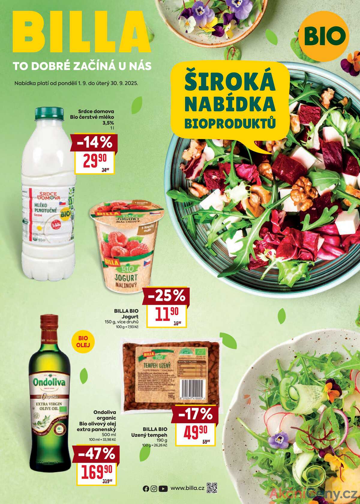 Billa katalog Bio od 1.9. do 30.9.2025 strana 1