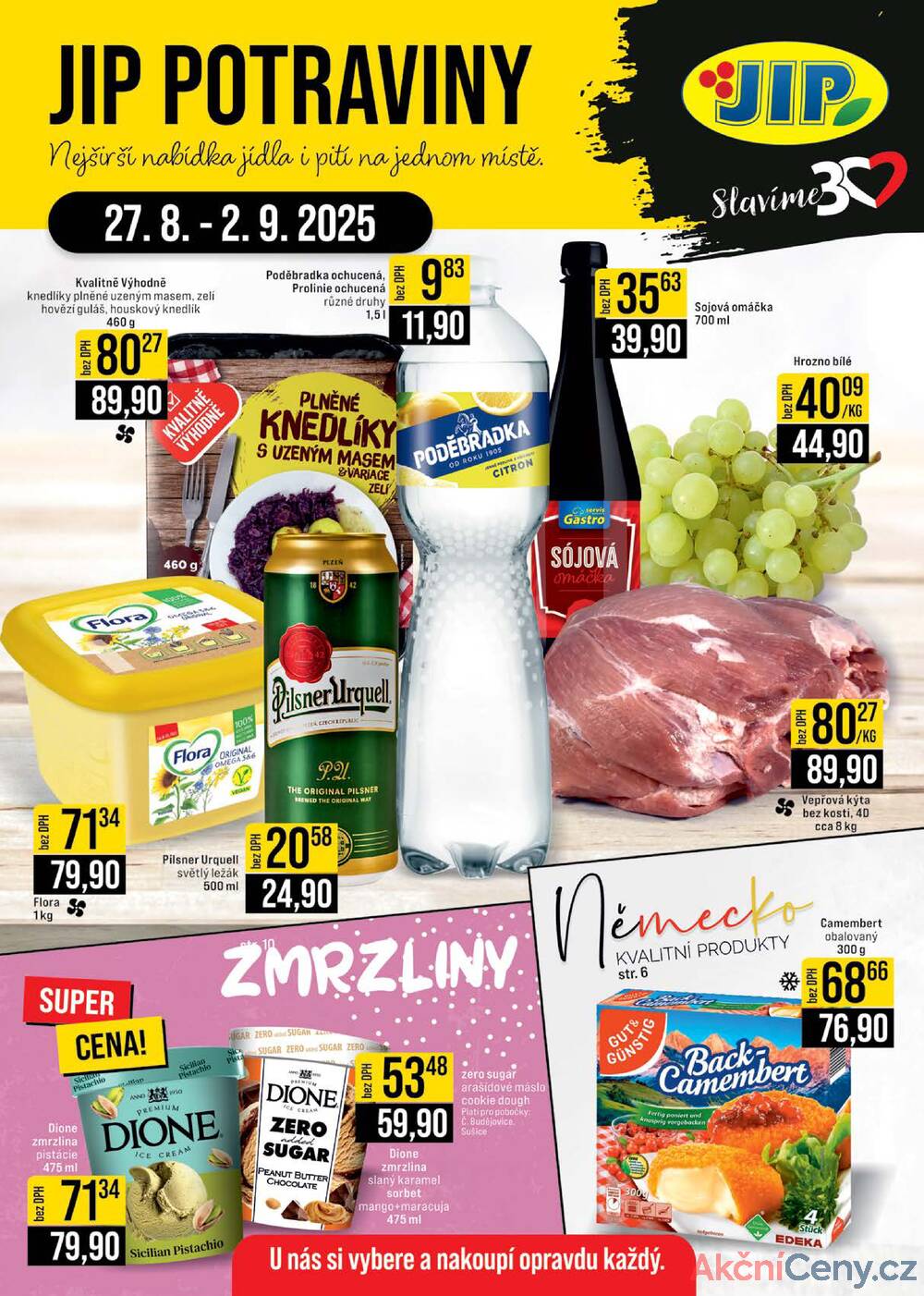 Leták JIP - JIP Cash & Carry České Budějovice, Most, Náchod, Polička, Sušice a Svoboda nad Úpou od 27.8. do 2.9.2025 - strana 1