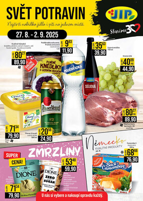 JIP Cash &amp;amp; Carry Brno, Praha, Ostrava, Jilemnice, Pardubice, Ostrava, Karlovy Vary, Olomouc a Zlín od 27.8. do 2.9.2025