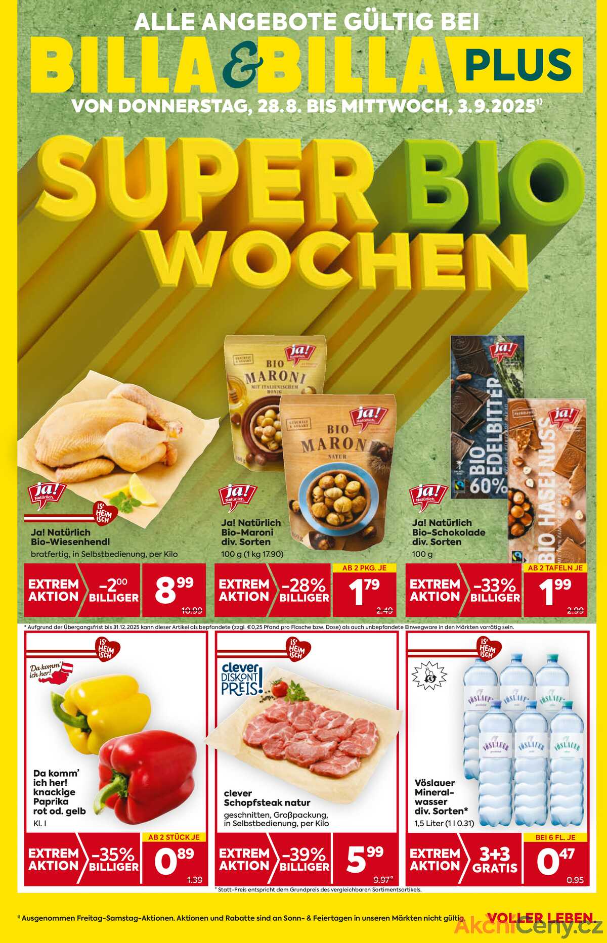 Leták BILLA Rakousko 28.8.-3.9.2025 - BILLA & BILLA PLUS strana 1