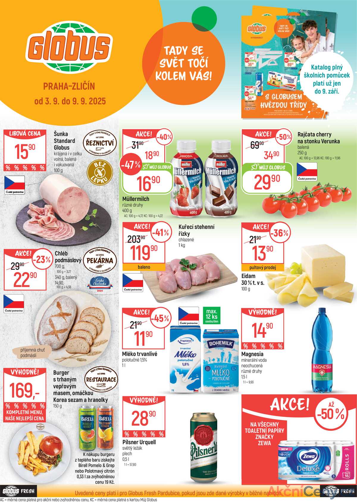 Akční leták Globus 3.9. - 9.9.2025 - Globus Praha - Zličín strana 1