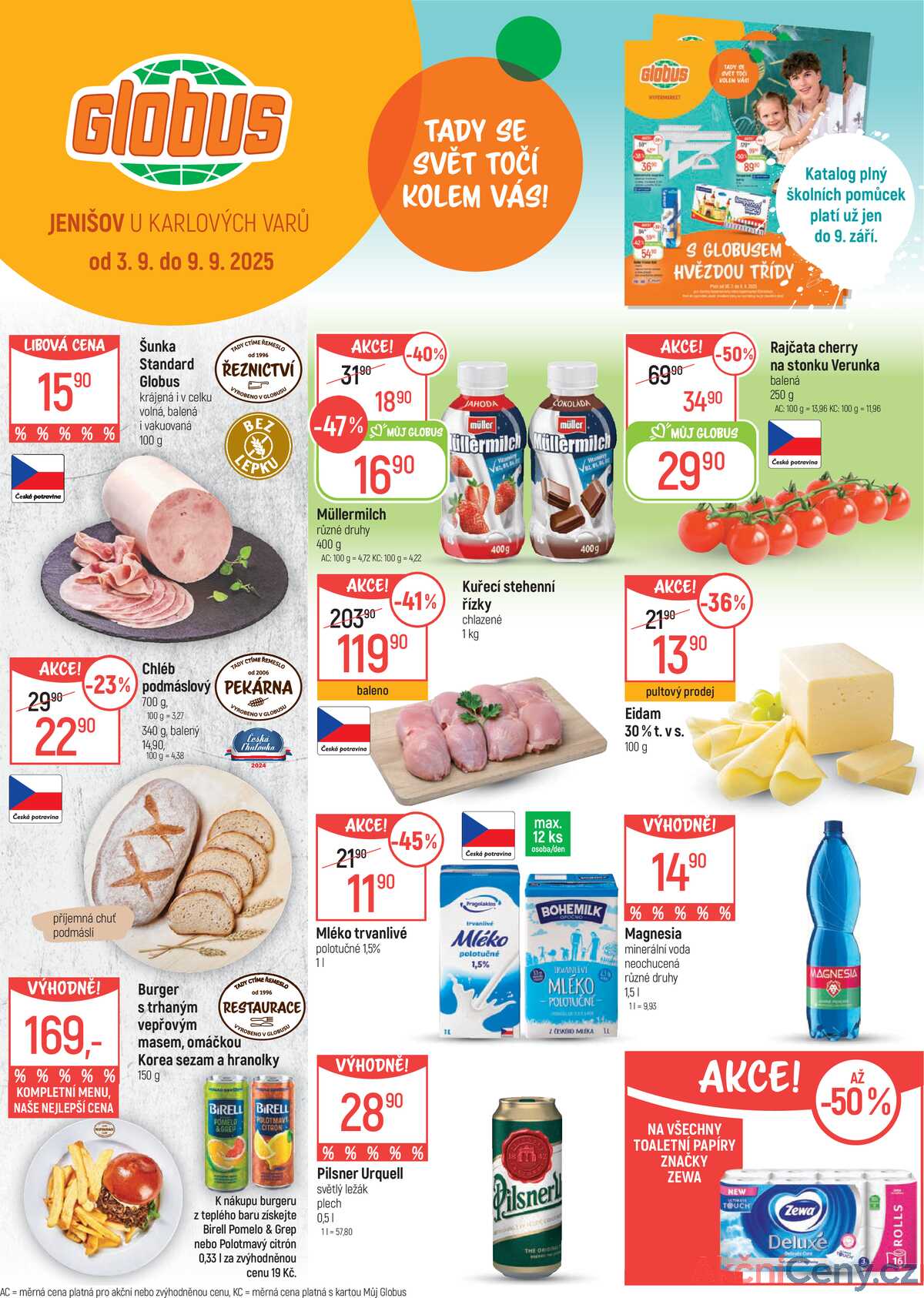 Akční leták Globus 3.9. - 9.9.2025 - Globus Jenišov u Karlových Varů strana 1