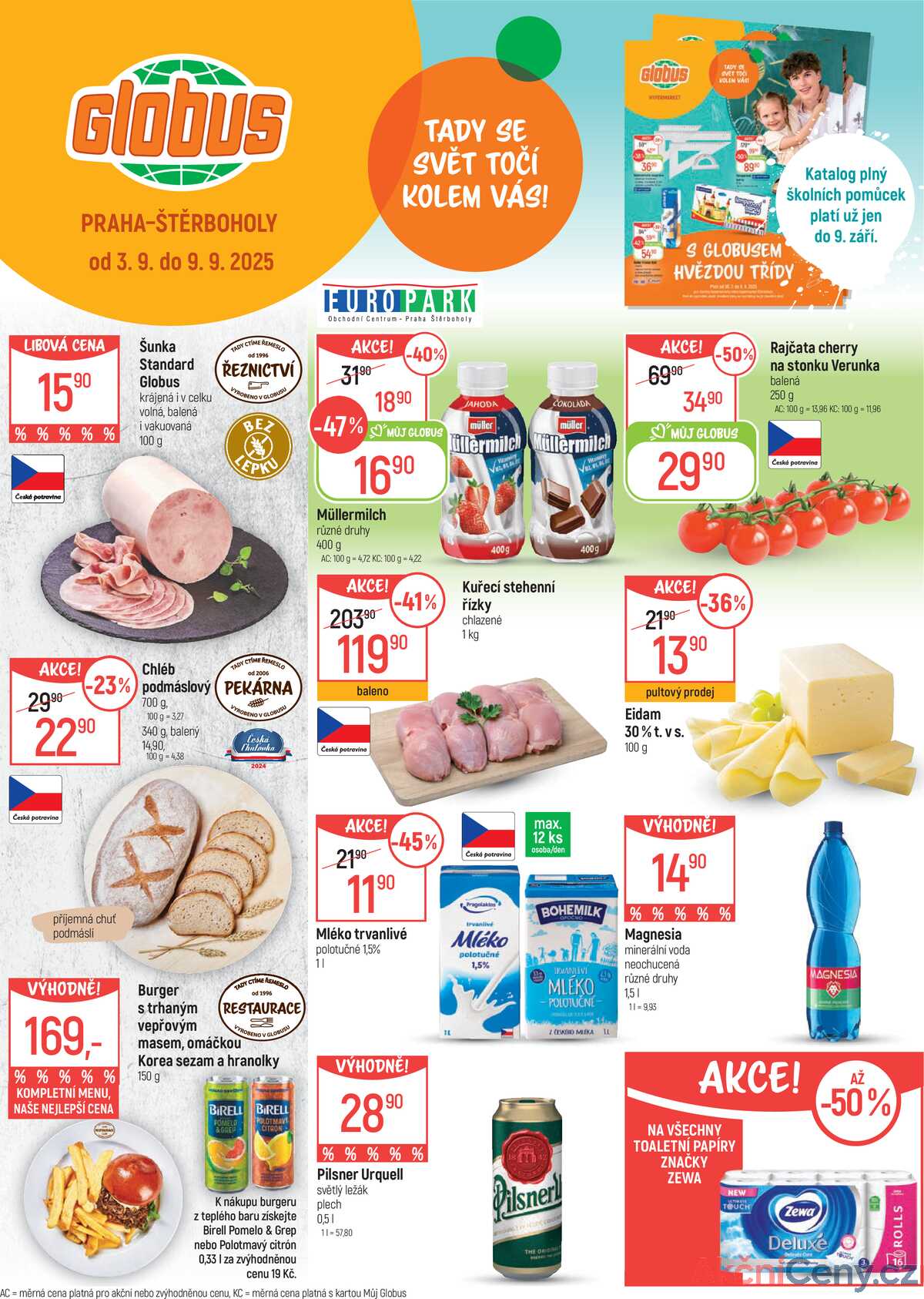 Akční leták Globus 3.9. - 9.9.2025 - Globus Praha - Štěrboholy strana 1
