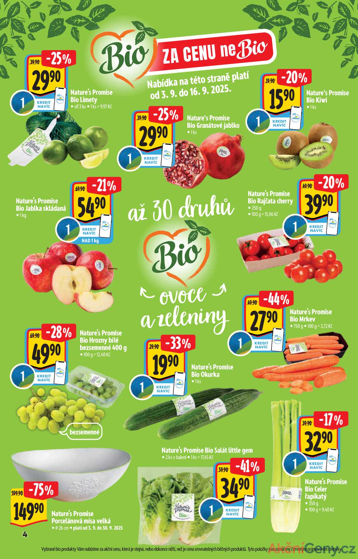 Albert  Hypermarket katalog Bio od 3.9. do 30.9.2025 strana 4