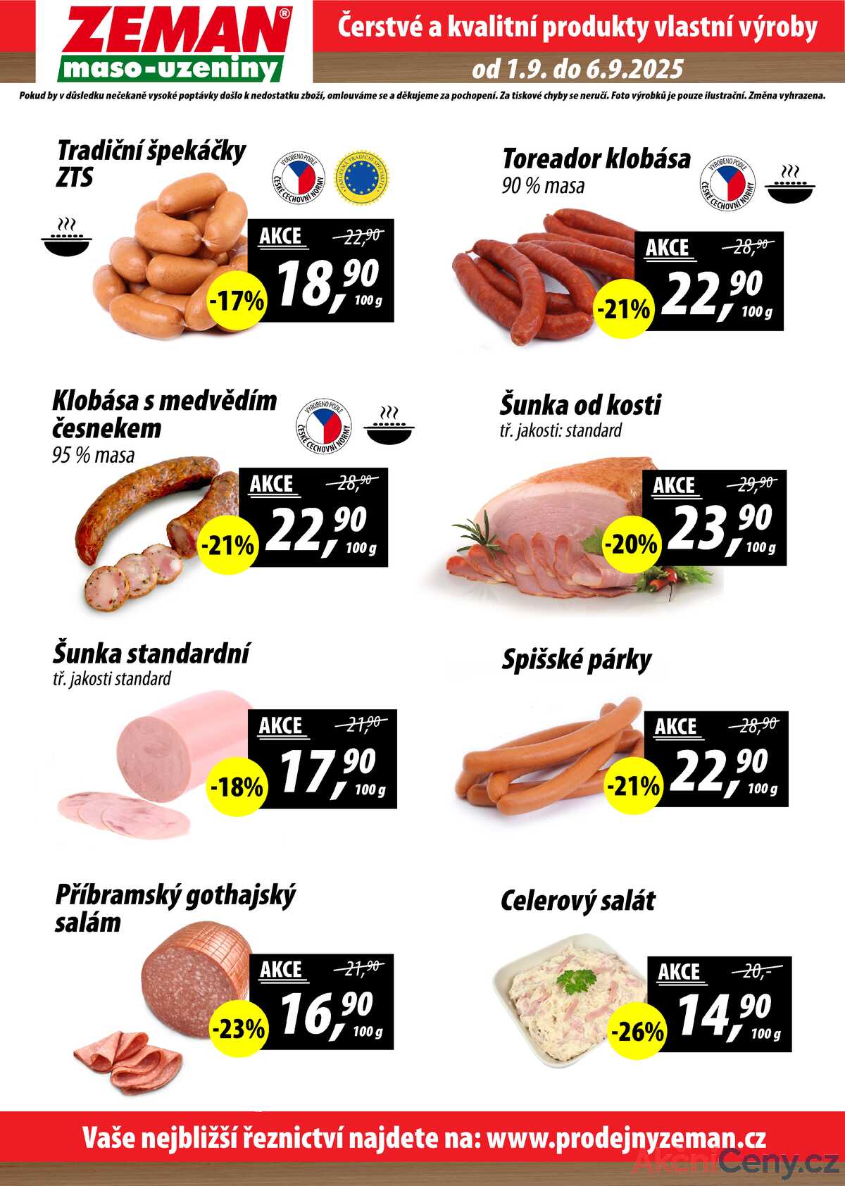 ZEMAN maso-uzeniny akční leták pro vybrané prodejny druhé skupiny od 1.9. do 6.9.2025 strana 2