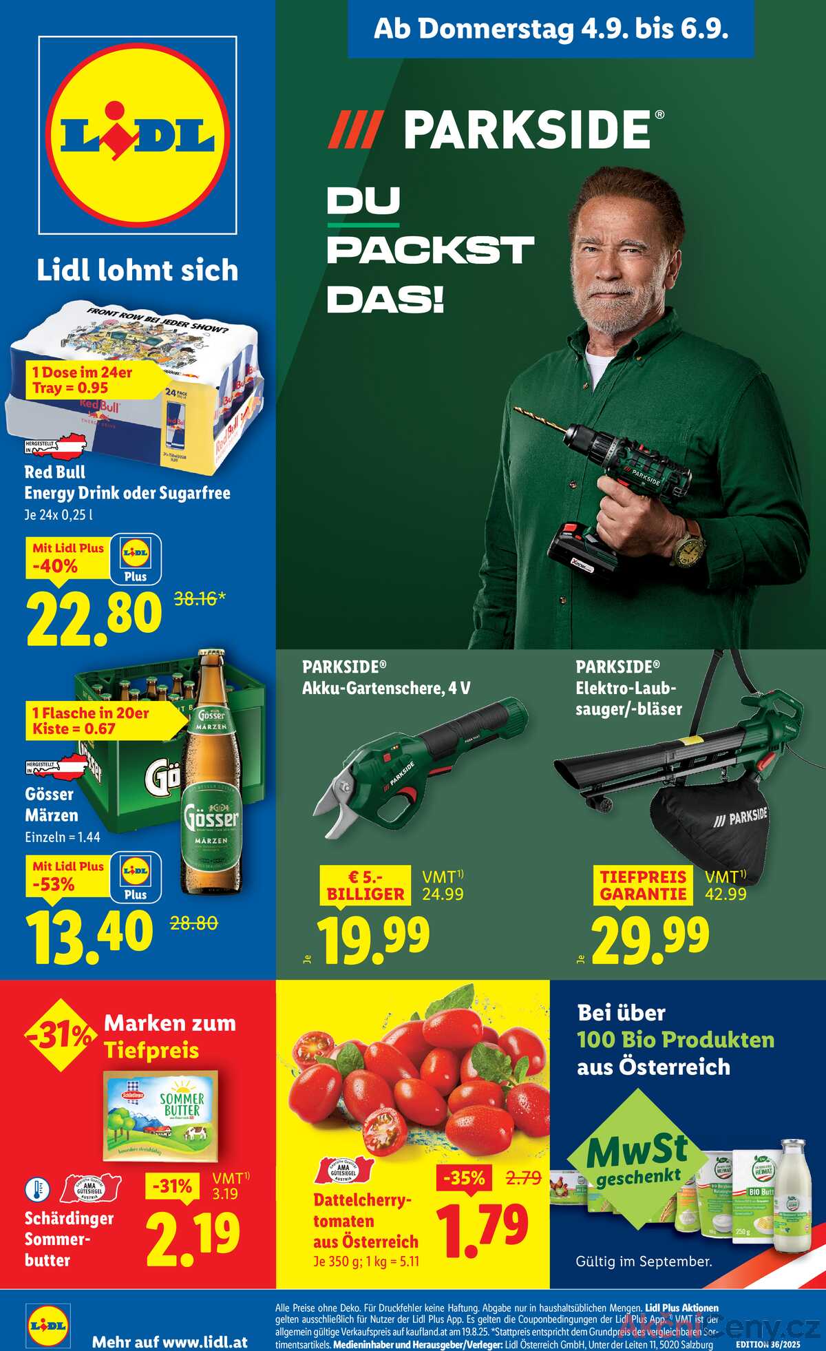 Leták Lidl Rakousko 4.9.-10.9.2025 strana 1