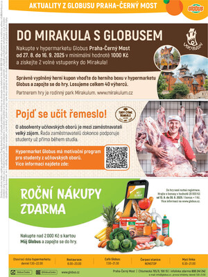 Akční leták Globus 10.9. - 16.9.2025 - Globus Praha - Centrum Černý Most