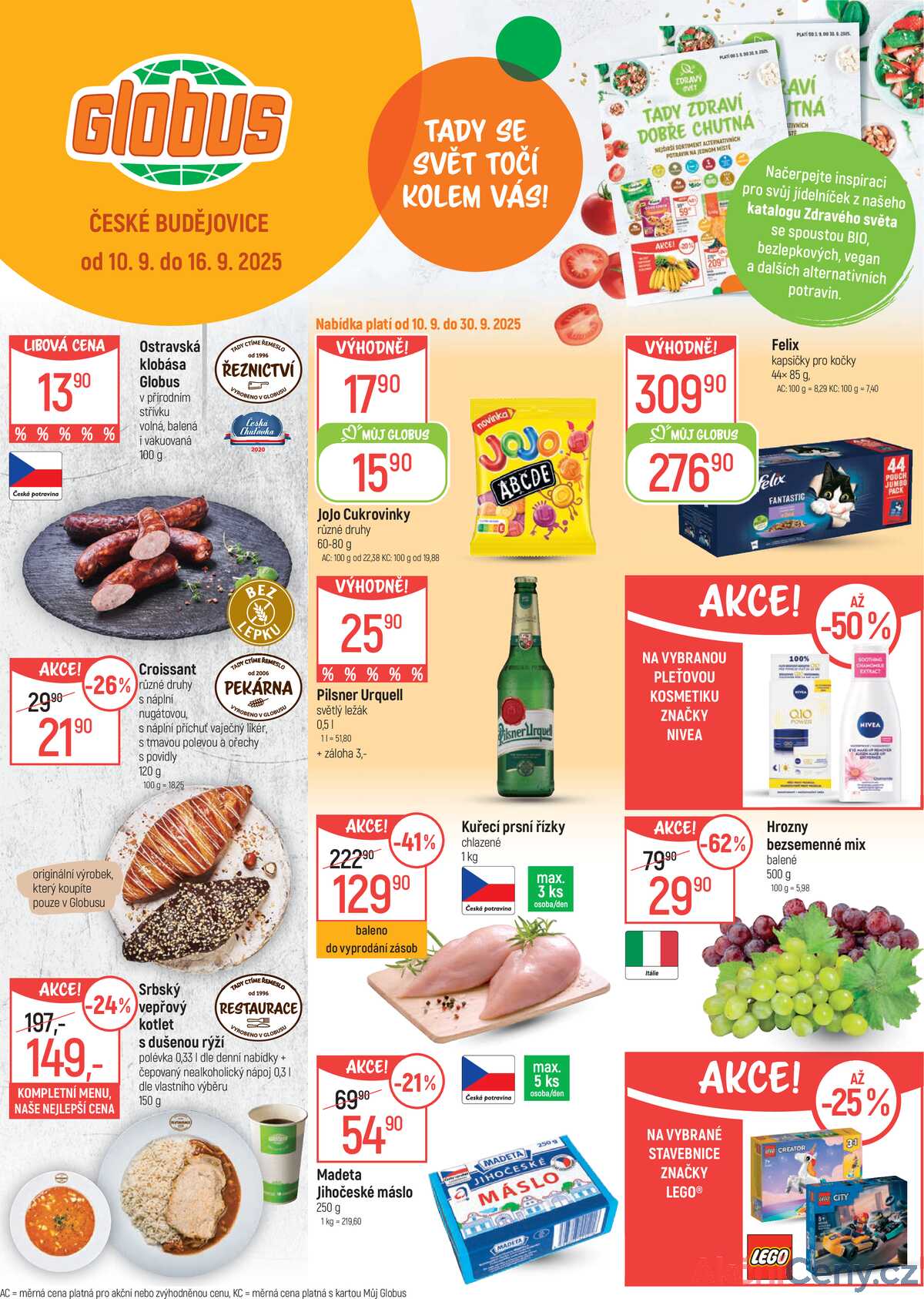 Akční leták Globus 10.9. - 16.9.2025 - Globus České Budějovice strana 1