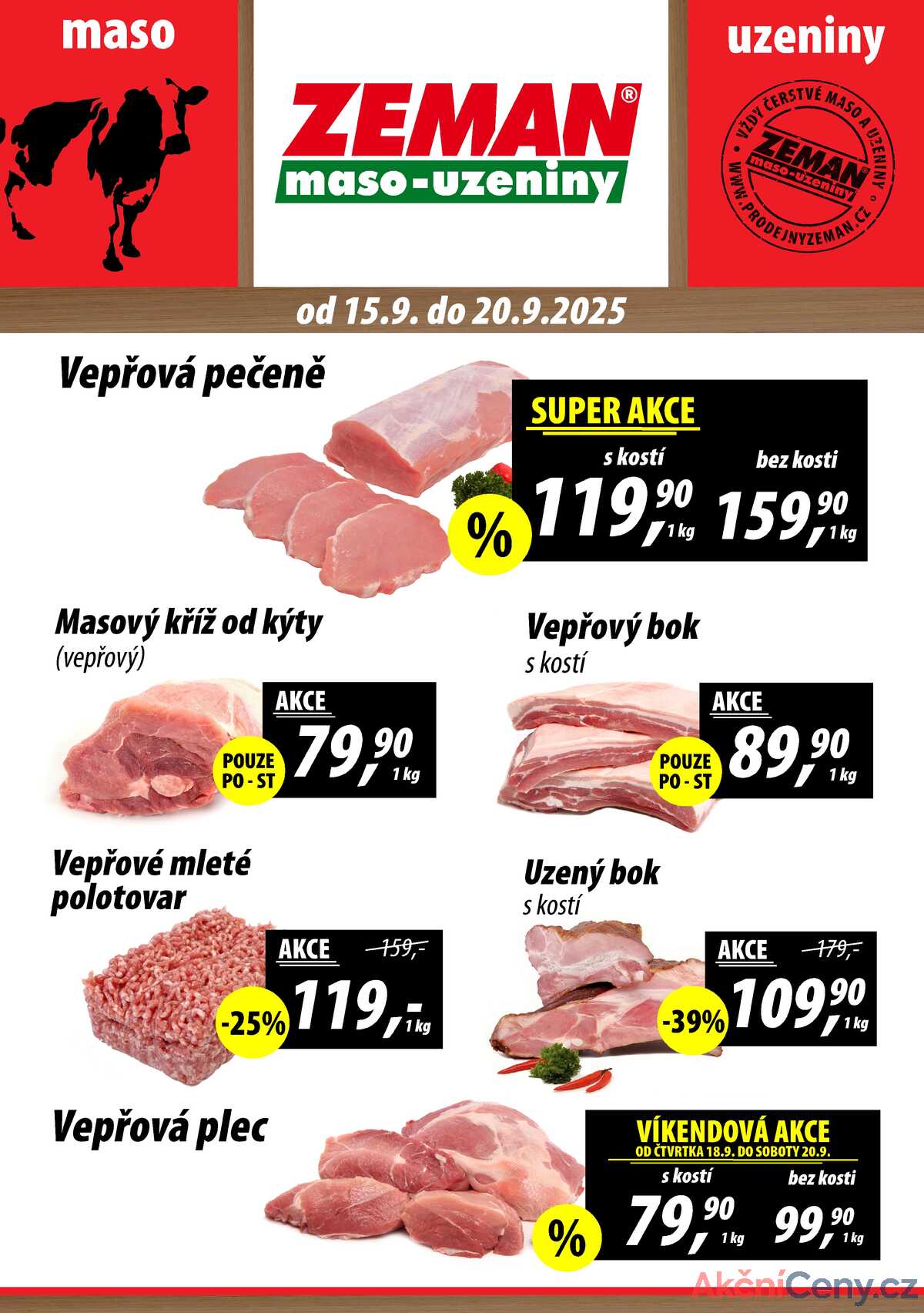 ZEMAN maso-uzeniny akční leták pro vybrané prodejny druhé skupiny od 15.9. do 20.9.2025 strana 1