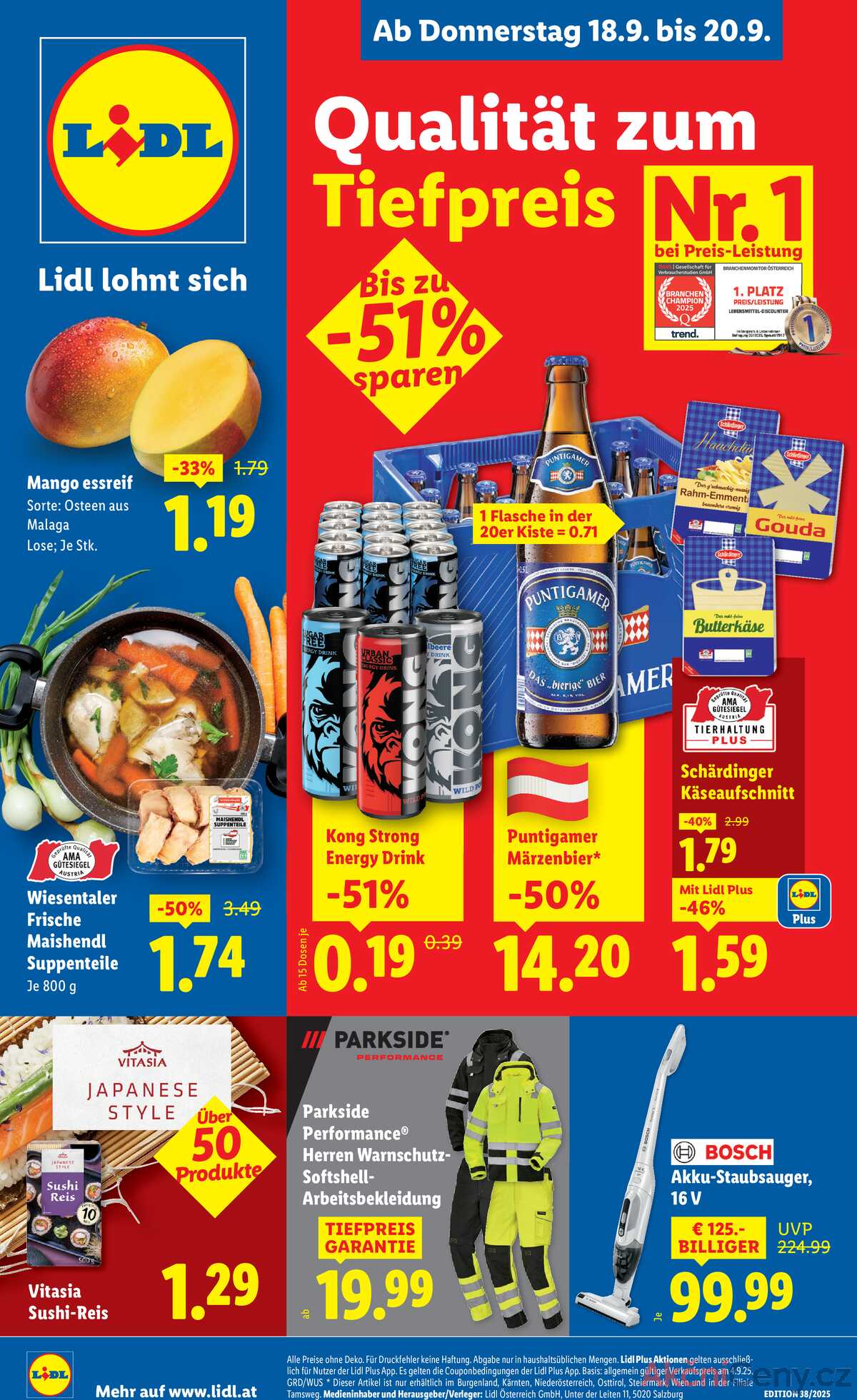 Leták Lidl Rakousko 18.9.-24.9.2025 strana 1