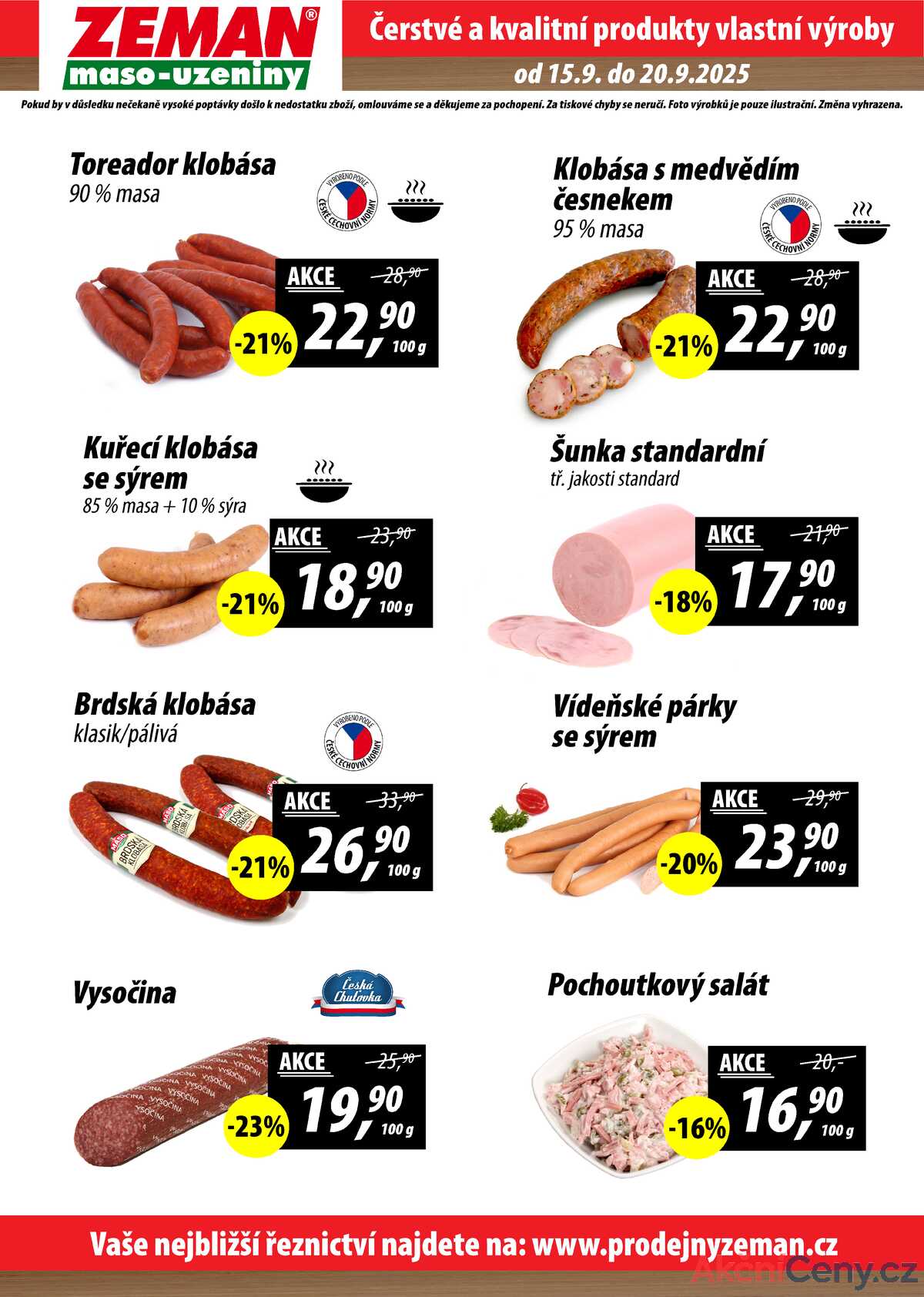ZEMAN maso-uzeniny akční leták pro vybrané prodejny první skupiny od 15.9. do 20.9.2025 strana 2