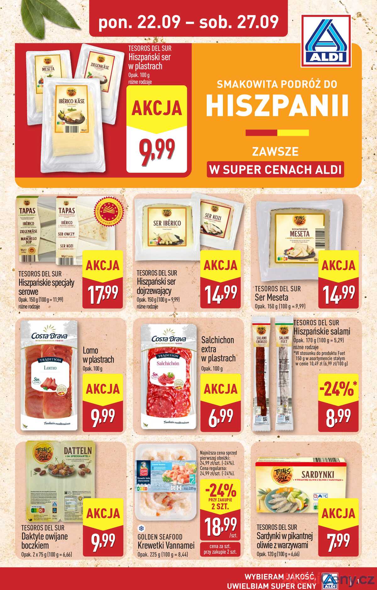 Leták Aldi Polsko 22.9.-27.9.2025 - Chutný výlet do Španělska strana 1