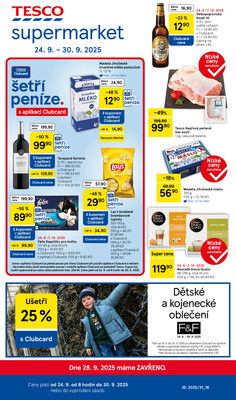 Tesco supermarkety od 24.9. do 30.9.2025