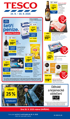 Leták Tesco malé hypermarkety od 24.9. do 30.9.2025