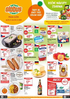 Akční leták Globus 24.9. - 30.9.2025 - Globus Praha - Zličín