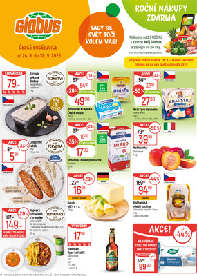 Akční leták Globus 24.9. - 30.9.2025 - Globus České Budějovice