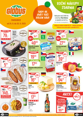 Akční leták Globus 24.9. - 30.9.2025 - Globus Pardubice