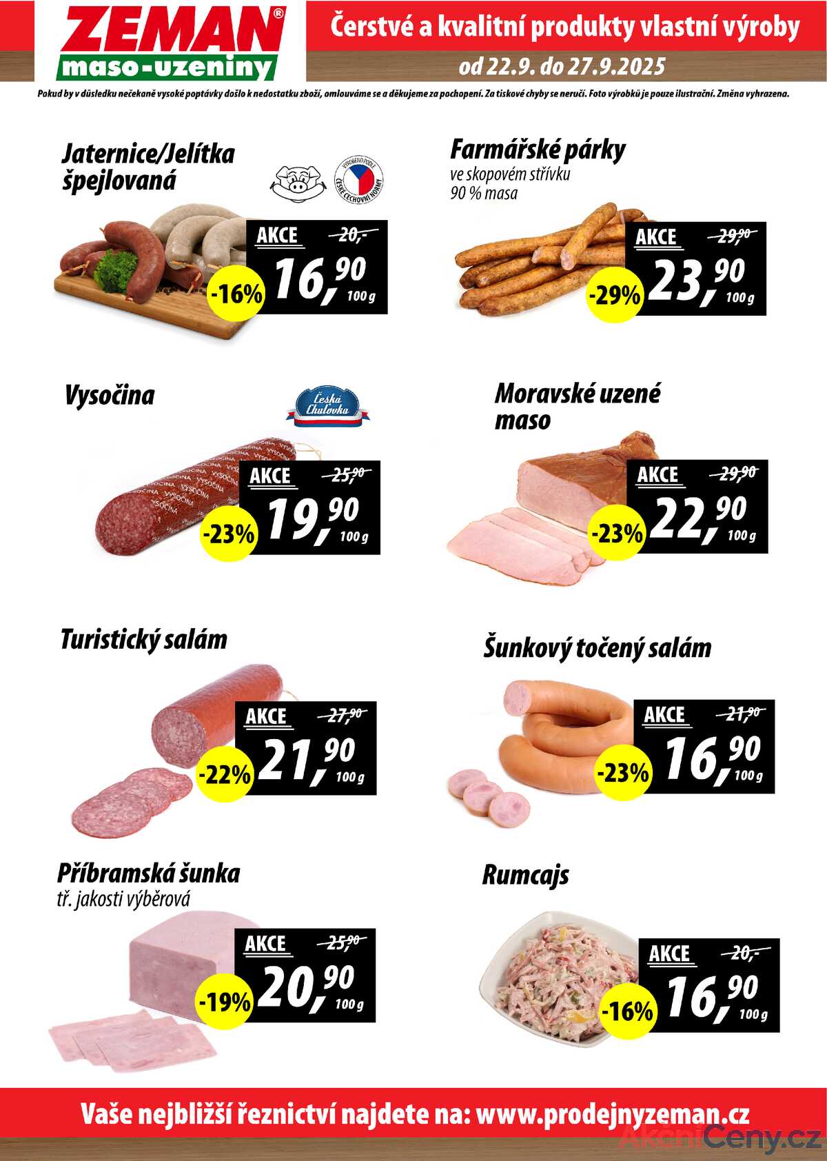 ZEMAN maso-uzeniny akční leták pro vybrané prodejny druhé skupiny od 22.9. do 27.9.2025 strana 2