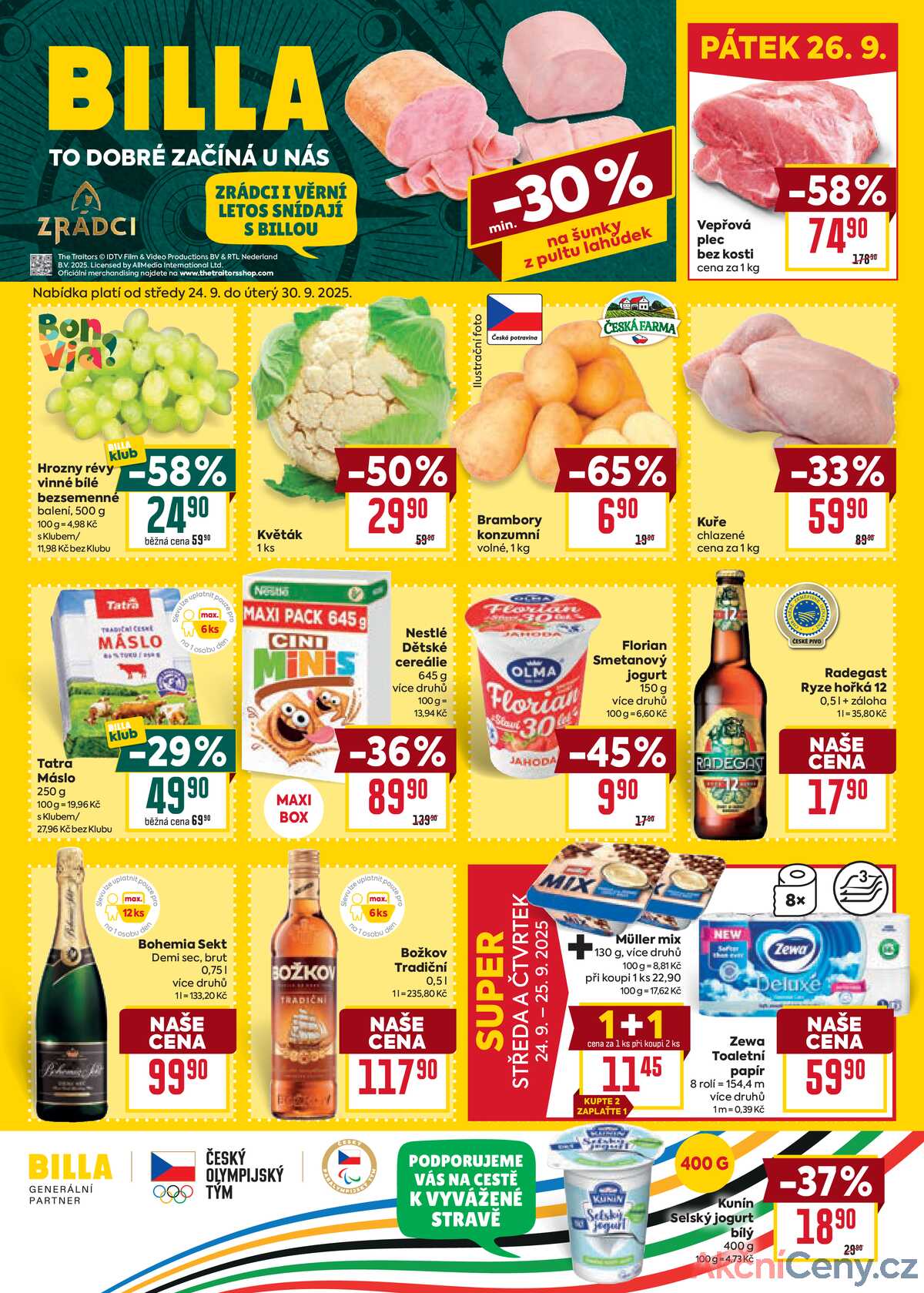 Billa malý leták od 24.9. do 30.9.2025 strana 1