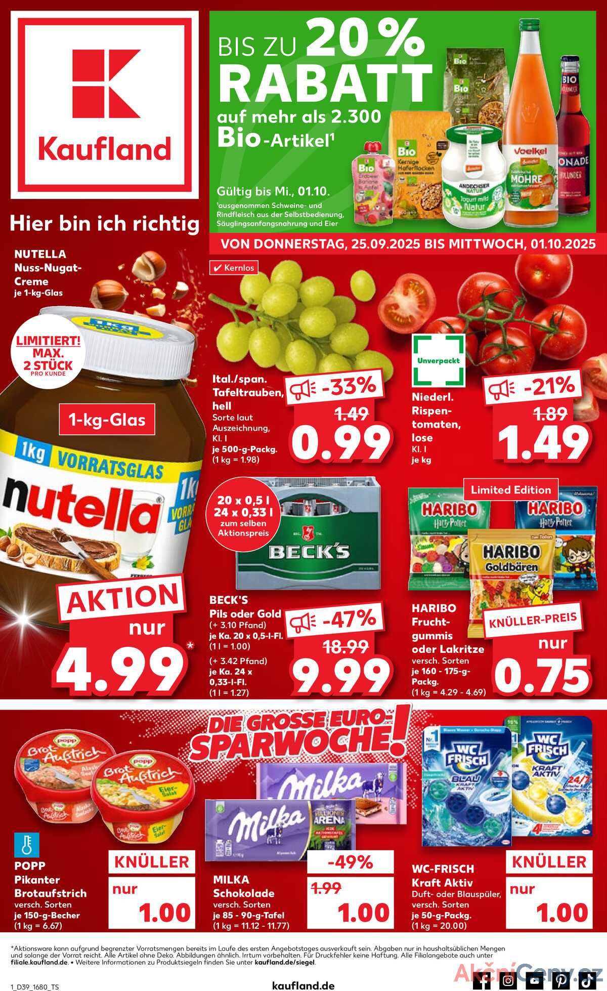 Leták Kaufland Německo 25.9.-1.10.2025 strana 1
