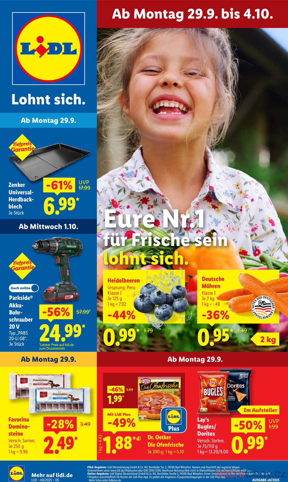 Leták Lidl Německo 29.9.-4.10.2025 strana 1