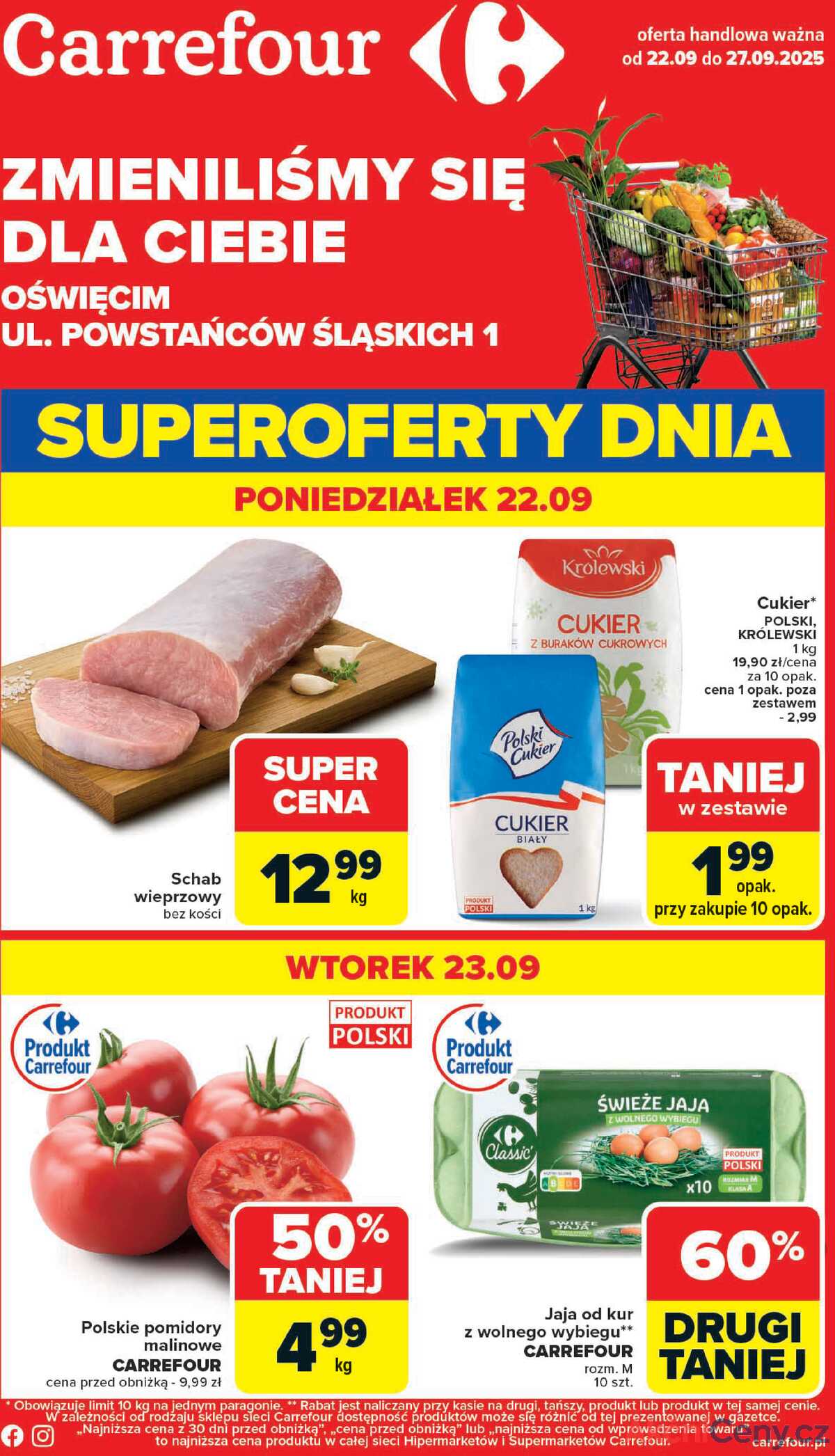 Leták Carrefour Polsko 22.9.-27.9.2025 - Změnili jsme se pro vás - Oświęcim strana 1