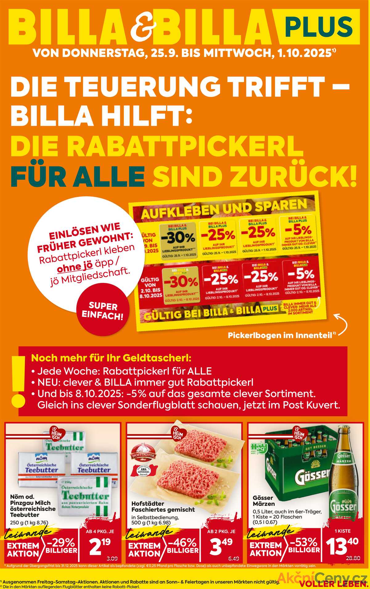 Leták BILLA Rakousko 25.9.-1.10.2025 - BILLA & BILLA PLUS strana 1