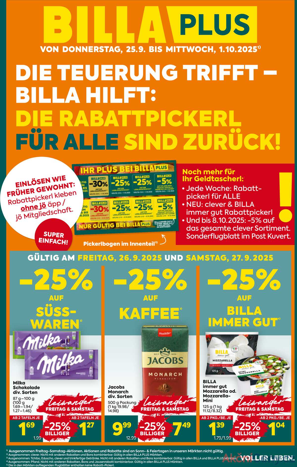 Leták BILLA Rakousko 25.9.-1.10.2025 - BILLA PLUS strana 1